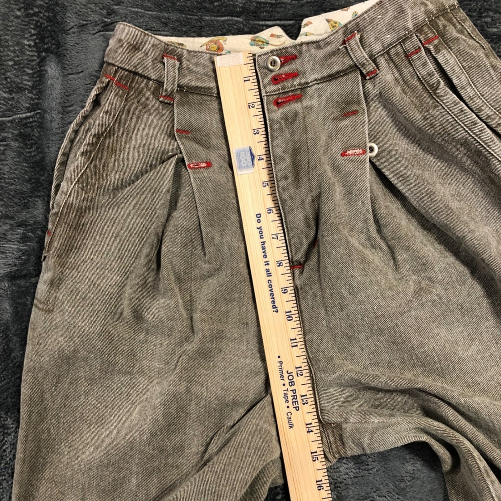 Vintage Brown Pleated Tapered Jeans Womens 9/10 - Picture 6 of 10